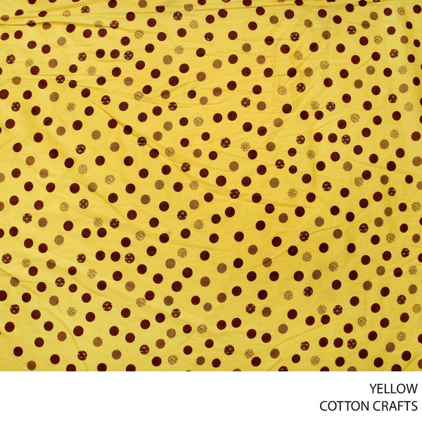 COTTON CRAFT POLKA DOT PRINTED FABRIC YELLOW ROLL ROLL 001