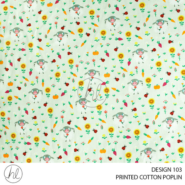 PRINTED COTTON POPLIN (51) MINT (145CM) PER M