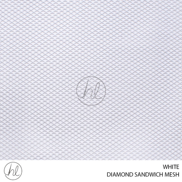 DIAMOND SANDWICH MESH (100717) WHITE (150CM) PER M