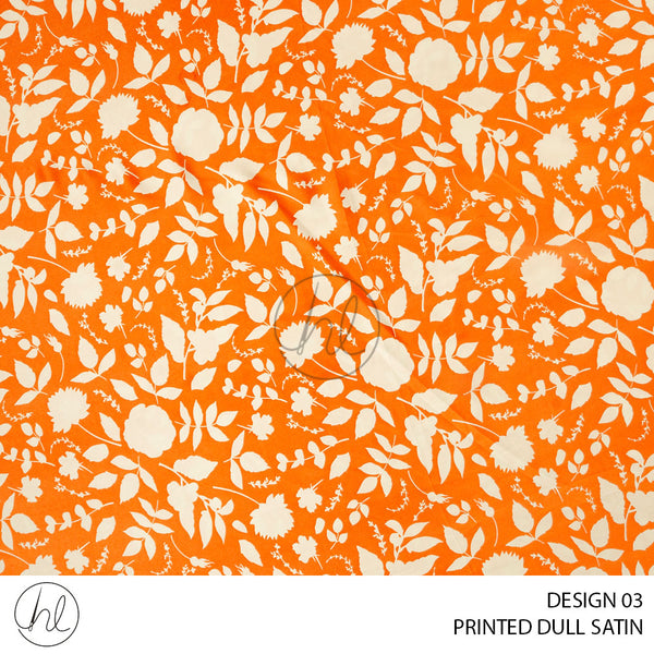 Printed Dull satin (51) Orange (Design 03) (150cm) Per M