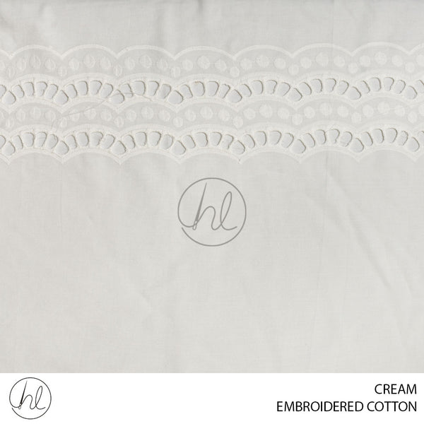 Embroidered Cotton (51) Cream (Design 05) (140cm) Per M