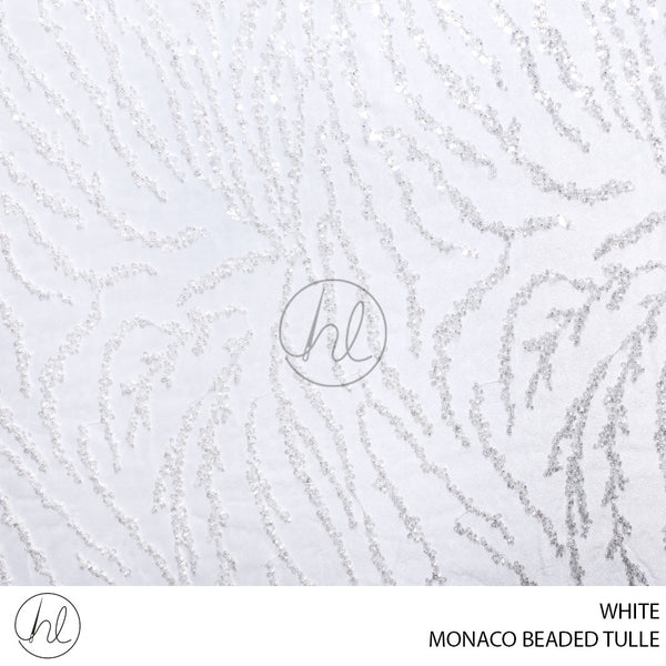 MONACO BEADED TULLE (781) WHITE (130CM) PER M