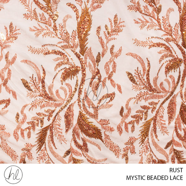 Mystic Beaded Lace (53) Rust (125cm) Per M