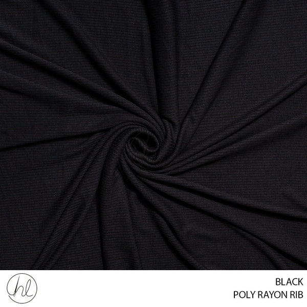 POLY RAYON RIB (51) BLACK (150CM) PER M