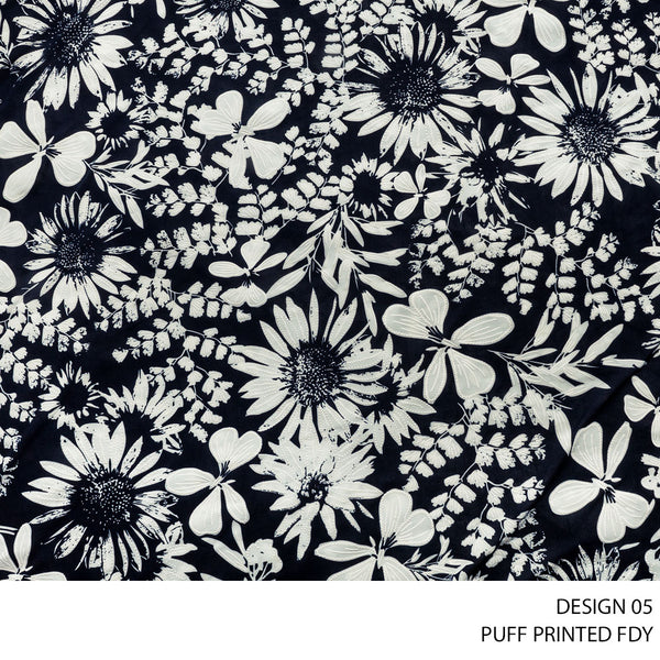 FDY PRT PUFF FABRIC 150CM NAVY ROLL ROLL 010