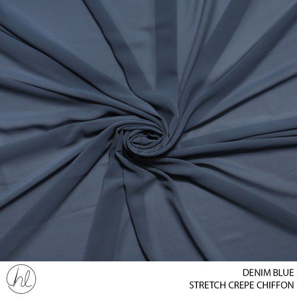 STRETCH CREPE CHIFFON (53) DENIM BLUE (150CM) PER M