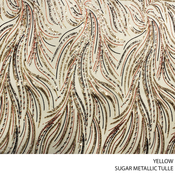TULLE SUGAR MTLC MULTI FABRIC 140CM YELLOW ROLL ROLL 001
