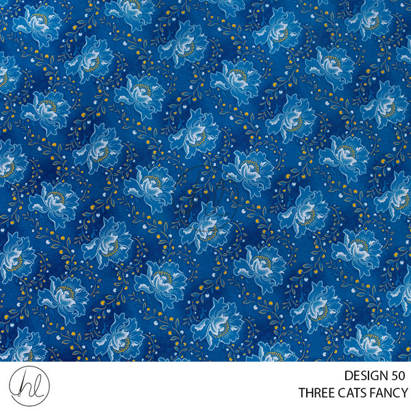 Three Cats Fancy (419) Turquoise (Design 50)(90cm) Per M