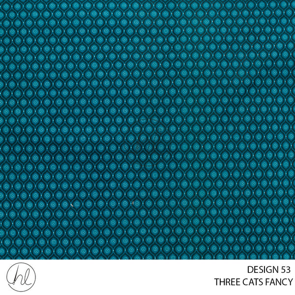 Three Cats Fancy (419) Turquoise (Design 53) (90cm) Per M