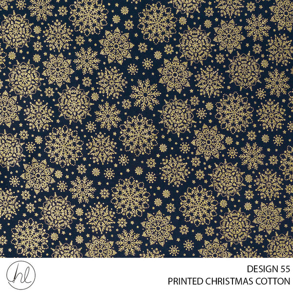 PRINTED CHRISTMAS COTTON (DESIGN 121) (51) NAVY (145CM) PER M