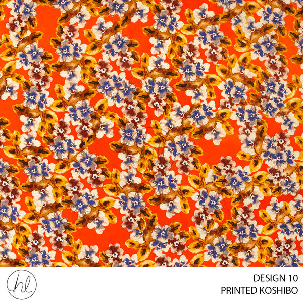 Printed Koshibo (51) Orange (Design 10) (150cm) Per M