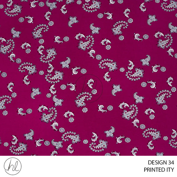 Printed ITY (51) Purple (Design 34) (150cm) Per M