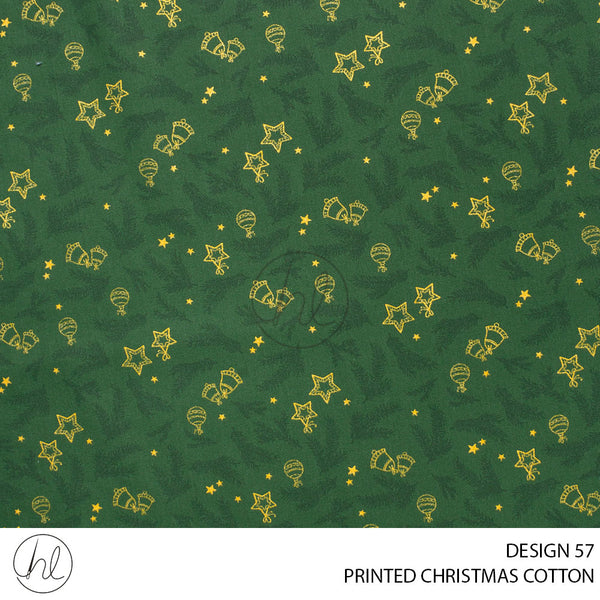 PRINTED CHRISTMAS COTTON (DESIGN 119) (51) BOTTLE GREEN (145CM) PER M