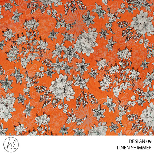 Linen Shimmer (53) Orange (Design 09) (150cm) Per M