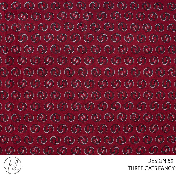 Three Cats Fancy (419) Red (Design 59) (90cm) Per M