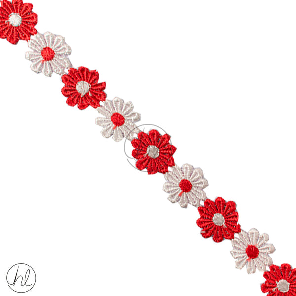 GUIPURE LACE (2,5CM) (WHITE/RED)