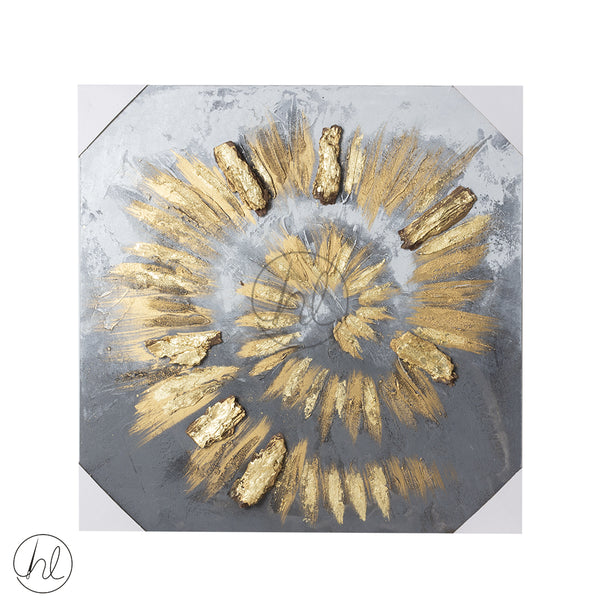 PAINTING CANVAS 550 60x60(GOLD AND GREY SPIRAL) ABY-4423