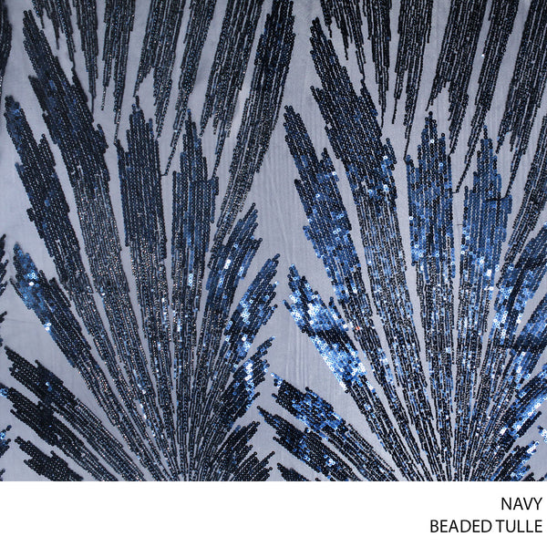 TULLE BEADED NAVY ROLL ROLL 001