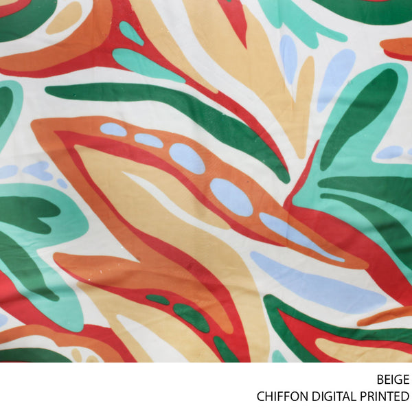 CHIFFON DIGITAL PRINTED FARBIC 150CM BEIGE ROLL ROLL 001