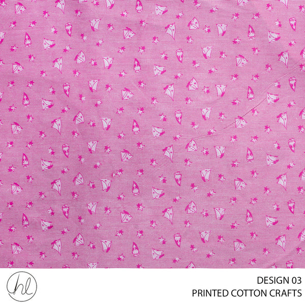 COTTON CRAFTS STARS PRINTED FABRIC PINK ROLL ROLL 001