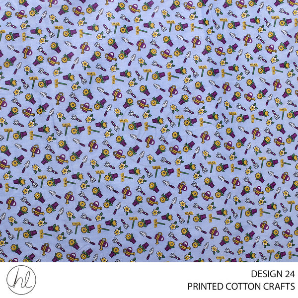 COTTON CRAFT GARDEN TOOLS PRINTED GABRIC PURPLE ROLL ROLL 001