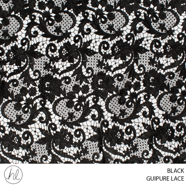 GUIPURE LACE (55) BLACK (130CM) PER M