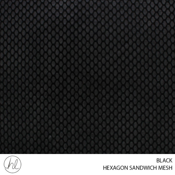 HEXAGON SANDWICH MESH (100717) BLACK (150CM) PER M