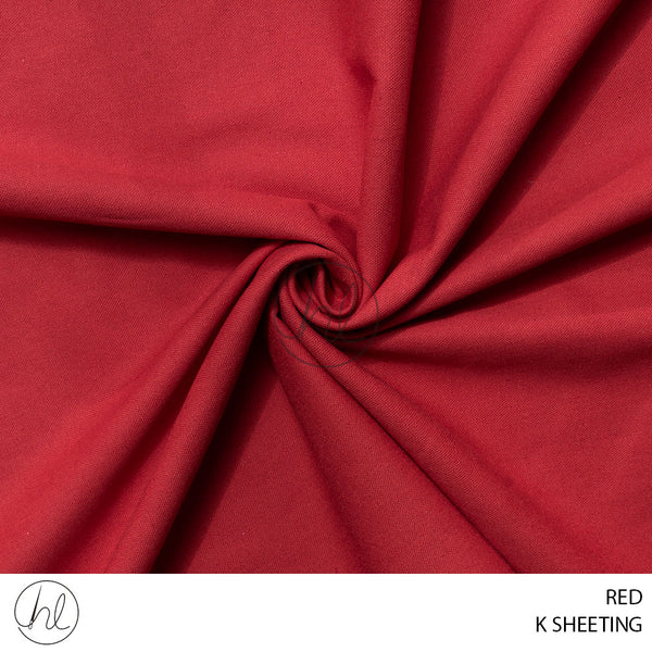 K Sheeting (56) Red (150cm) Per M