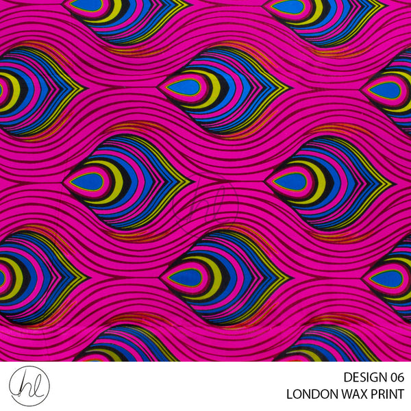 London Wax Print (55) Cerise (Design 06) (110cm) Per M