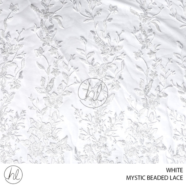 Mystic Beaded Lace (53) White (125cm) Per M