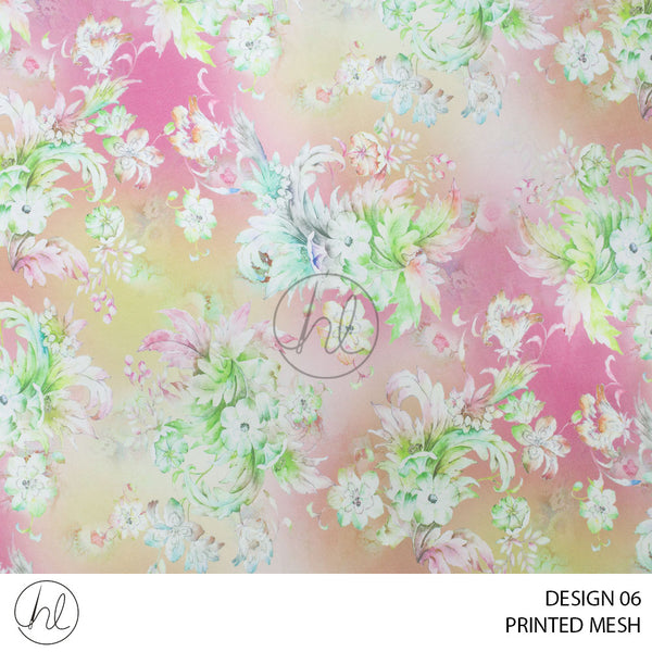 Printed Mesh (51) Dusty Pink (Design 06) (150cm) Per M