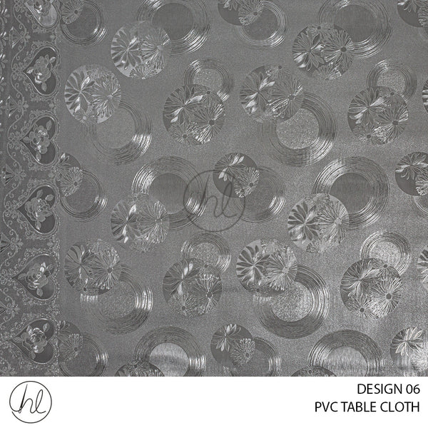 PVC TABLE CLOTH 4636 (DESIGN 06) (SILVER) (140CM WIDE) PRICE PER M