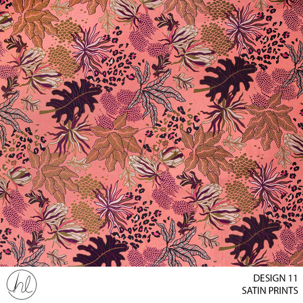 Satin Prints (51) Dusty Pink (Design 11) (150cm) Per M