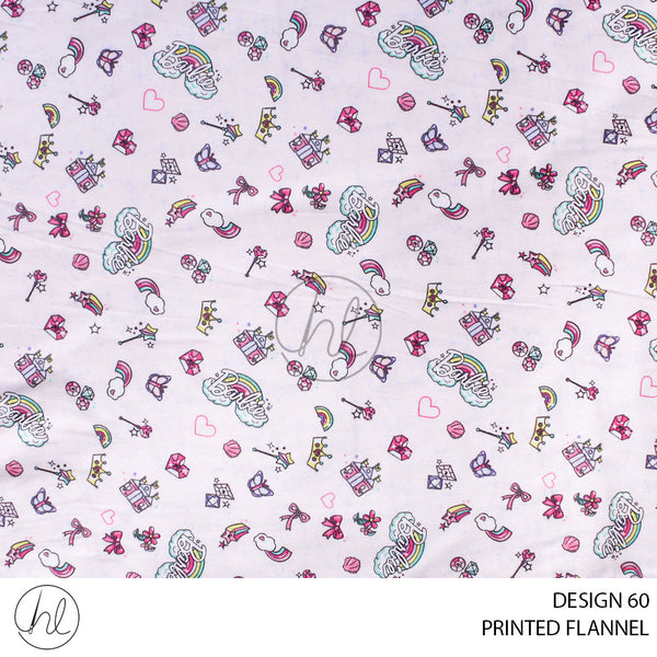PRINTED FLANNEL (51) BABY PINK (110CM) PER M