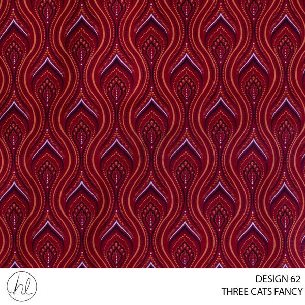 Three Cats Fancy (419) Red (Design 62) (90cm) Per M