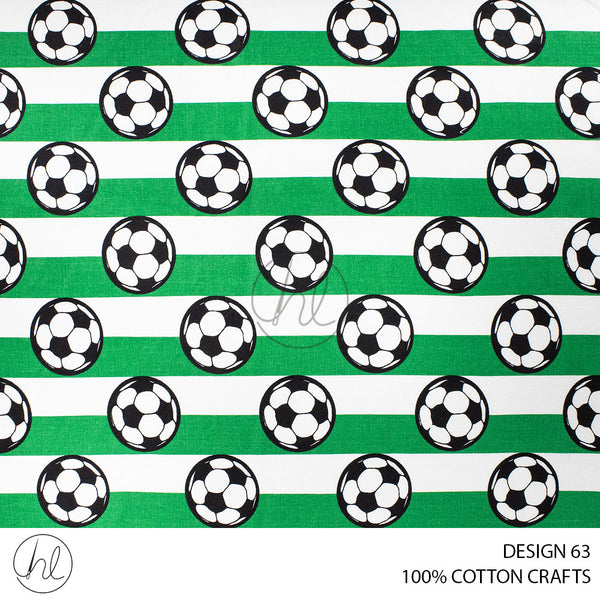 COTTON CRAFTS PRINTED FABRIC SOCCER BALLS GREEN ROLL ROLL 001