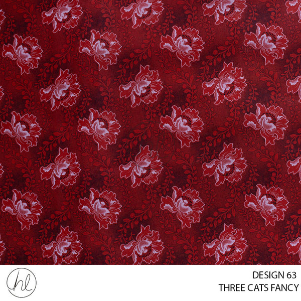 Three Cats Fancy (419) Red (Design 63) (90cm) Per M