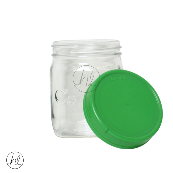 Jar Consol Coloured Lids 500ml