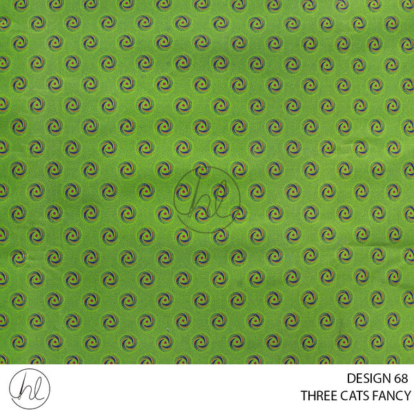 Three Cats Fancy (419) Lime (Design 68) (90cm) Per M