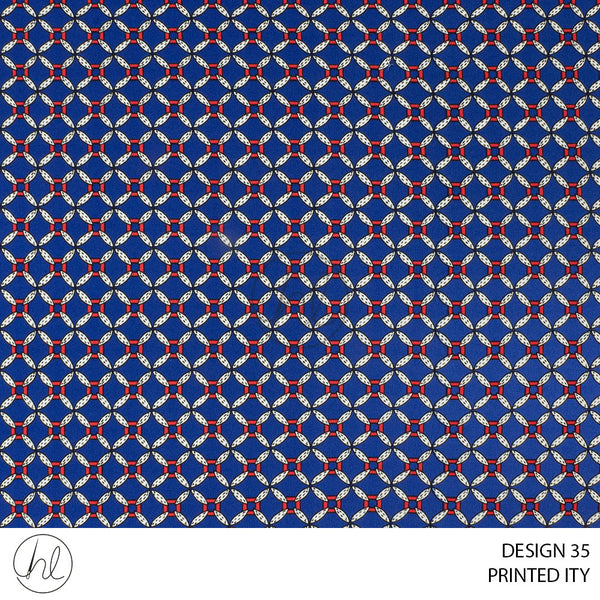 Printed ITY (51) Royal (Design 35) (150cm) Per M