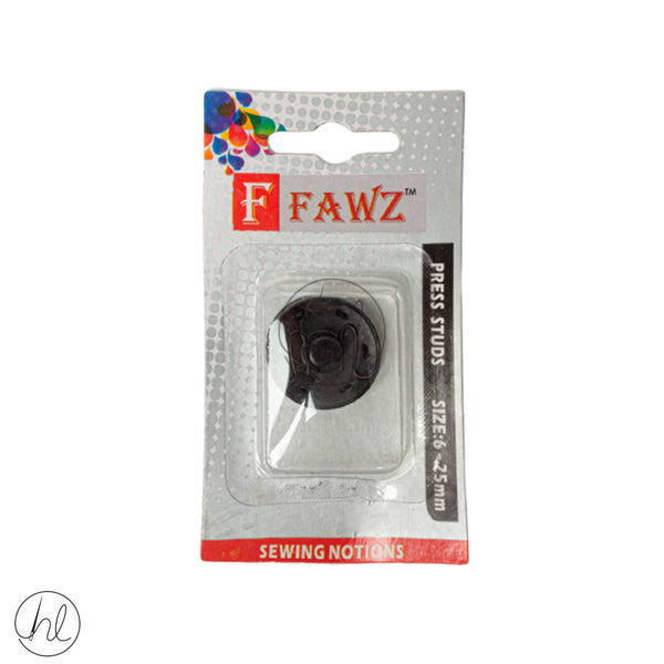 Press Studs Fawz (Size 6)	(Black) (25mm)