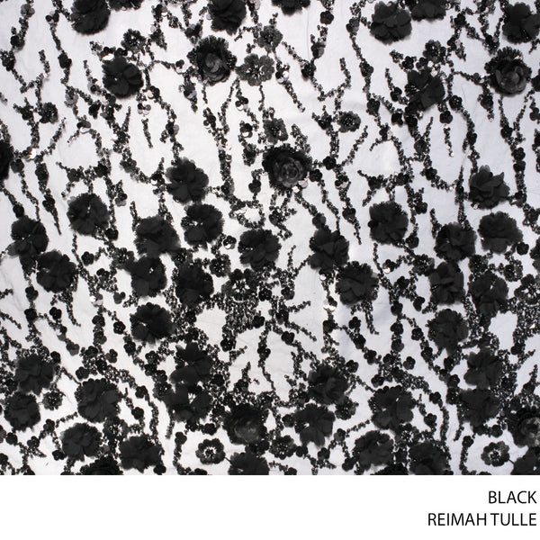 REIMAH FABRIC 140CM BLACK ROLL ROLL 001