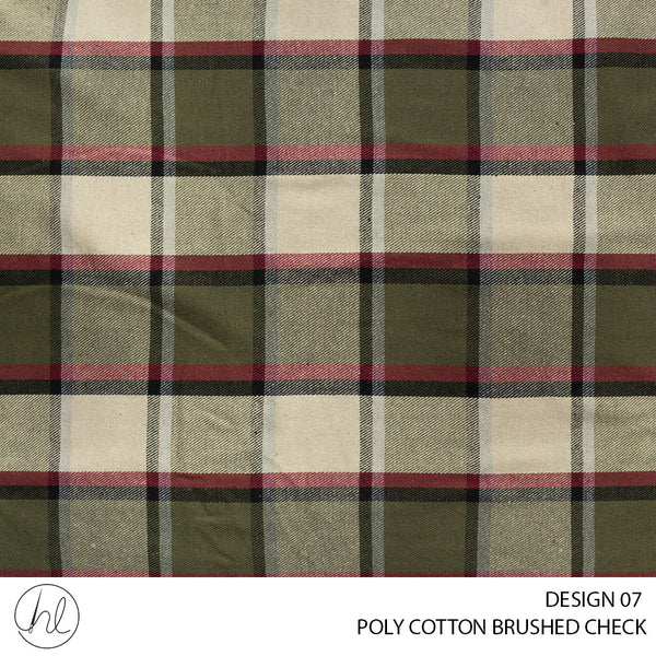 Poly Cotton Brushed Check (56) Olive (140cm) Per M