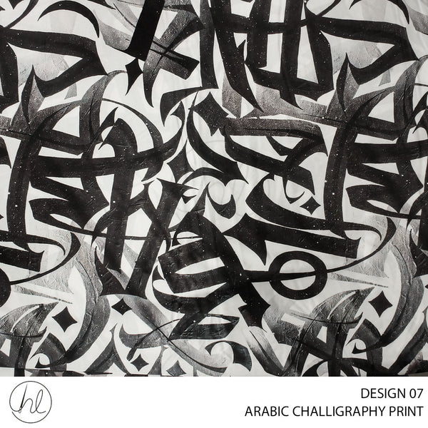 ARABIC CALLIGRAPHY PTD FABRIC 150CM WHITE ROLL ROLL 001