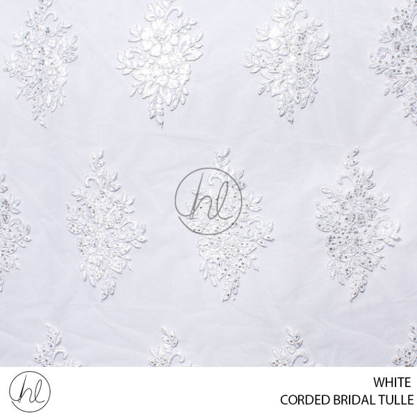 Corded Bridal Tulle (53) White (140cm) Per M