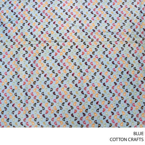 COTTON CRAFT BIRDS PRINTED FABRIC BLUE ROLL ROLL 001