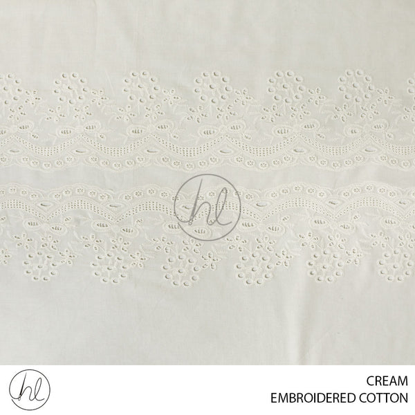 Embroidered Cotton (51) Cream (Design 07) (140cm) Per M