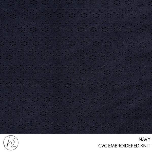 CVC EMBROIDERED KNIT (51) NAVY (150CM) PER M