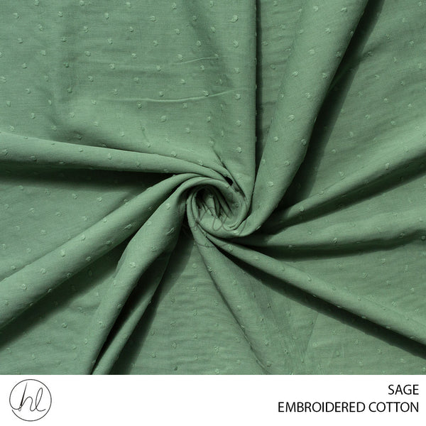 Embroidered cotton (51) sage  (150cm) per m