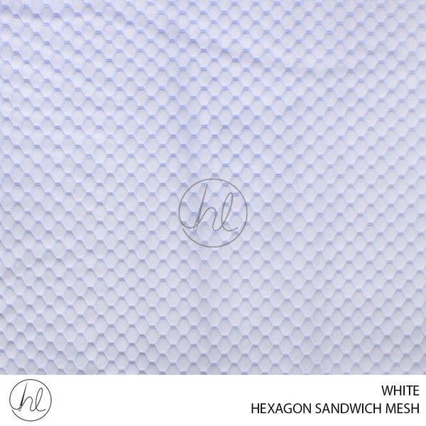 HEXAGON SANDWICH MESH (100717) WHITE (150CM) PER M
